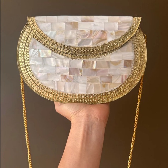 Mosaic Clutch Purse | Metal Clutch | Indian Handmade Sling Bag | Vintage Style - Picture 1 of 9